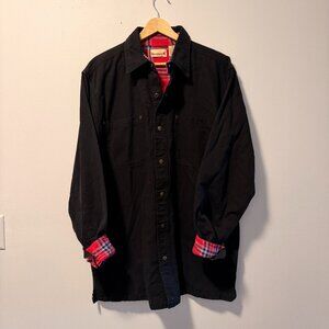 Backpacker Men’s Canvas Shirt Jacket – Size M – Black with Red Plaid